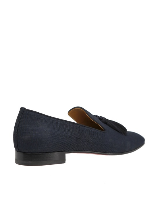 Christian Louboutin Officialito Tassels Dress Shoes Dark Blue Fabric Size 11 New